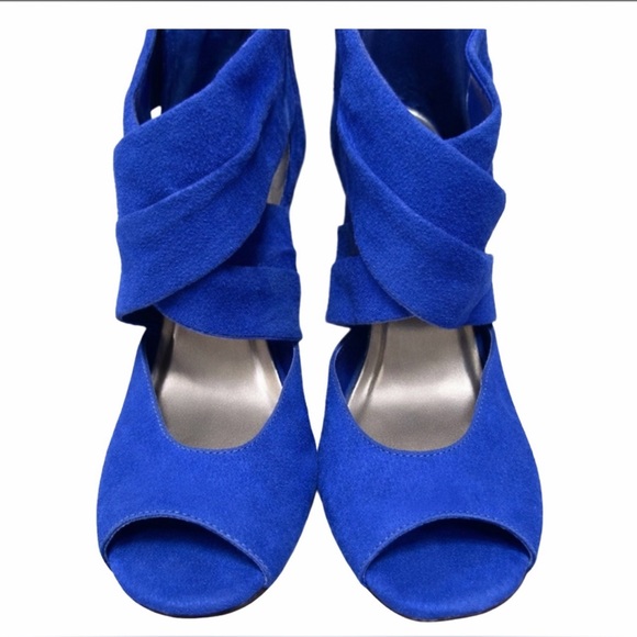 Miss Bisou Blue Suede Ankle Wrap Heels | Size 7.5 - Picture 3 of 6
